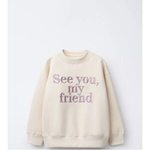 Zara Cream Sweater with Purple Text